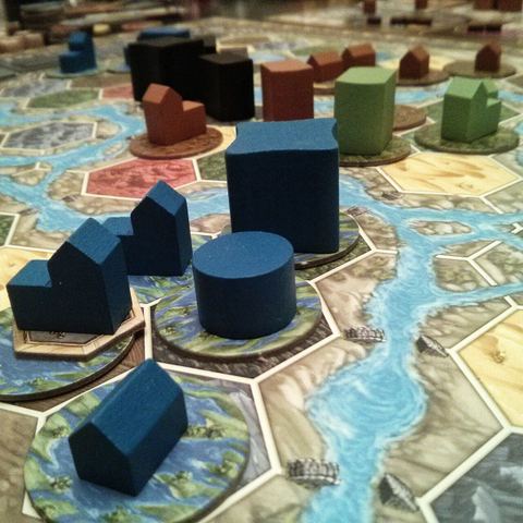 Detailed view at the board during Terra Mystica gameplay