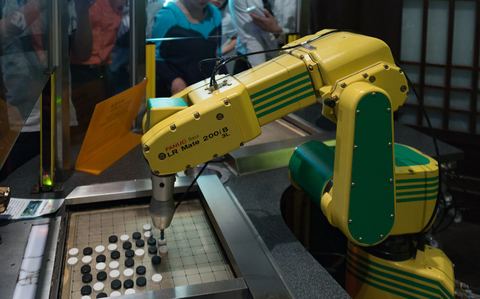 The go-playing robot in the "World of Robots" exhibit at the Shanghai Science and Technology Museum in Pudong New Area, Shanghai, China.