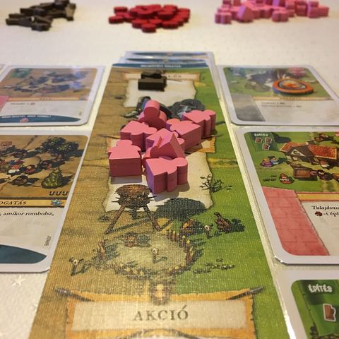 Player board in the Hungarian edition of the board game Imperial Settlers.